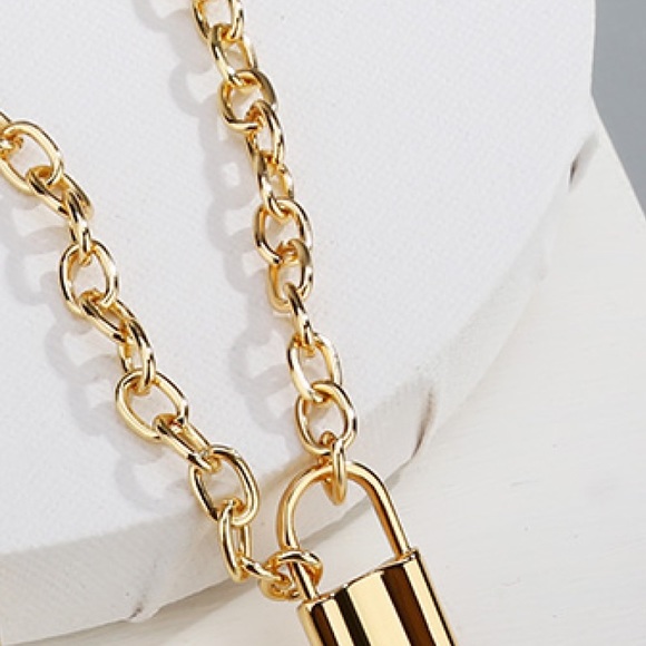 Gold Lock Necklace - Picture 2 of 4